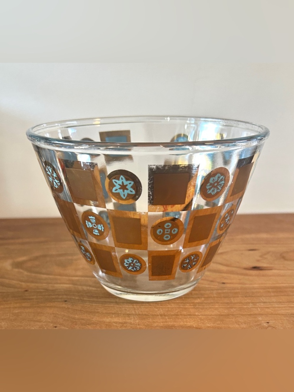 CULVER 1960s Carnival Pattern Glass Ice Bucket Snack Dip MCM Barware 22K Gold